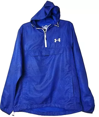 Under Armour Medium Loose Fit Windbreaker Jacket Men's Blue Lightweight Pockets • $19.99