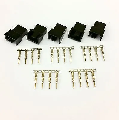 Pk Of 5 - Male 4 Pin Fan Power Connector - Black Inc Pins • £4.49