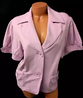 *Motto Purple Spandex Stretch Button Down Short Sleeve Cardigan Sweater 1X • $12.99