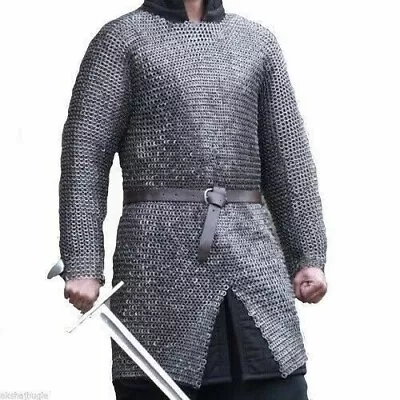 Medieval Chainmail Shirt Armor Costume | 10 Mm Flat Riveted With Washer Shirt • $150