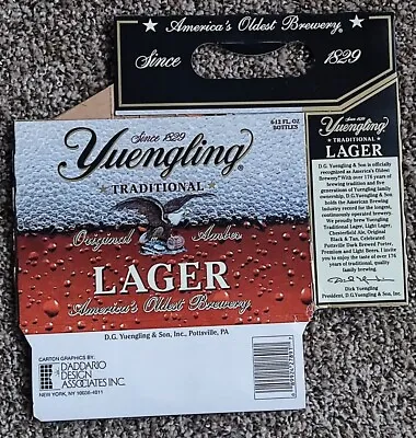 Vintage Yuengling Cardboard 6 Pack Bottle Holder Carrier Caddy Lager Beer • $14.85