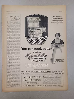 VTG 1926 Orig Magazine Ad MONARCH Coal-Wood Malleable Iron Range BW • $10