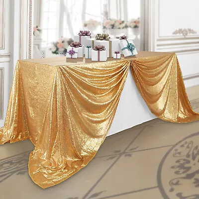 90x132 Gold Sequin Sparkly Table Cover Tablecloth Glitter Wedding Party Linens • $43.99