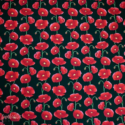 Large Poppy Floral Print Cotton Poplin - Ditsy Vintage Rose Floral Material • £3.99