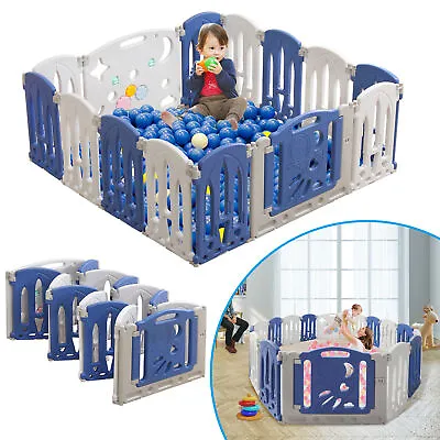 Foldable Playpen Large Baby Playpen Crawling Gate Plastic Play Pen Child Barrier • £90.99