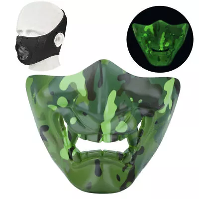 Luminious Half Face Tactical Airsoft Mask Evil Demon Monster Kabuki Hannya Oni • $20.99