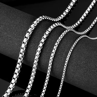 Basic Punk Stainless Steel Single Link Square Rolo Chain Necklace For Men Women • $17.37