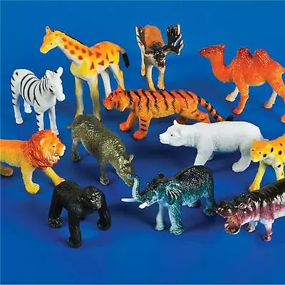 $3.39 • Buy 12 Plastic Zoo Animals Lion, Zebra, Elephant, Tiger, Etc Goody Bags, Carnival