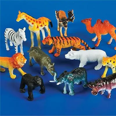 $6.32 • Buy 24 Plastic Zoo Animals Lion, Zebra, Elephant, Tiger, Etc Goody Bags, Carnival