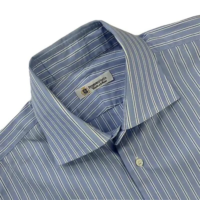 Mens 18 X 33 Domenico Vacca Light Blue Stripe Cotton Dress Shirt Made Italy • $49.95