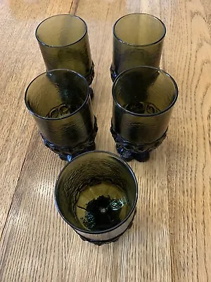 5 Vintage Franciscan Madeira Olive Green Glass Mid Century Modern Goblets~8 Oz. • $21