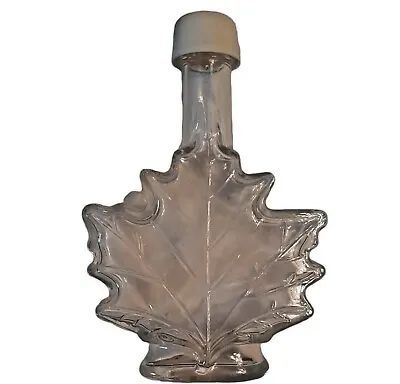 Canadian Maple Leaf Shape Clear Glass Syrup Bottle With Lid Embossed Empty • $32.99