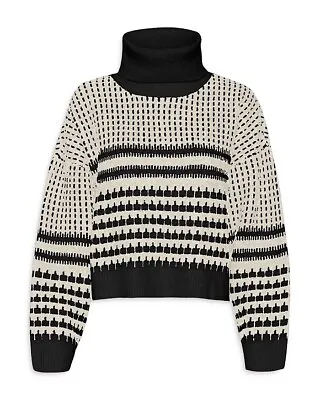 Vero Moda Philine Turtleneck Sweater In Black Pattern Birch Size L ~ NEW • $48