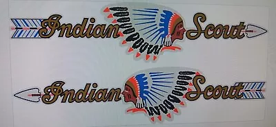 Sticker Decal Set Fit Vintage Indian Scout Bicycle (MIRRORED PAIR  TANK  DECALS) • $35