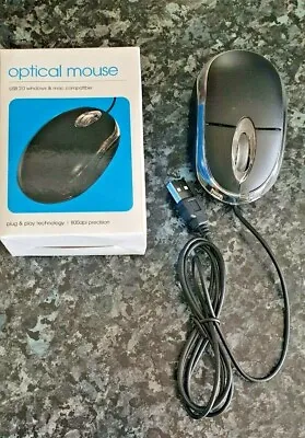 Wired Usb Optical Mouse For Pc Laptop Computer Scroll Wheel - Black Uk • £5.25