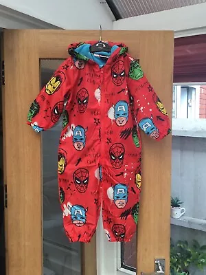 £9.80 • Buy New George Marvel Puddle Rain Splash Suit Hooded Boys Superhero Age 18-24 Months