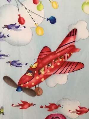 Airplane Helicopter Cloud Debbie Taylor Kerman Fabric Cotton 2 Yards 19  X 40  • $14.99