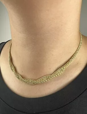 9ct Yellow Gold Chunky 18 Inch Choker 8mm Graduated Rope & Mesh Women’s Necklace • £438.99