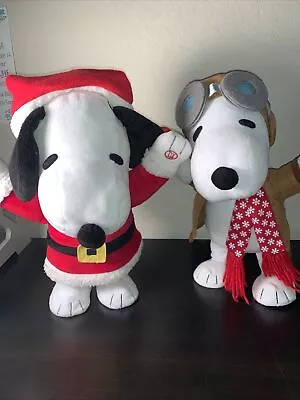 Gemmy Aviator & Santa Snoopy Peanuts Animated Christmas Musical Dancing Mint Wrk • $56.98