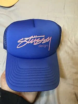 £17.66 • Buy Stussy Trucker Snapback Cap Blue Mens Hat Unisex Brand New