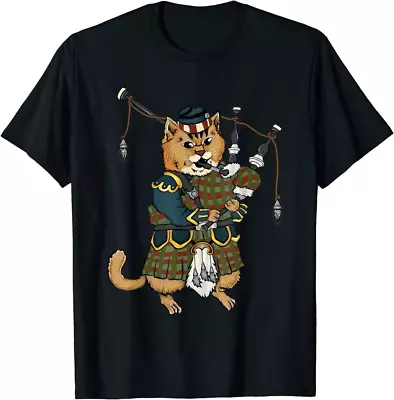 Cat With Bagpipe I Scottish Uniform Music Kilt Funny T-Shirt • $13.73