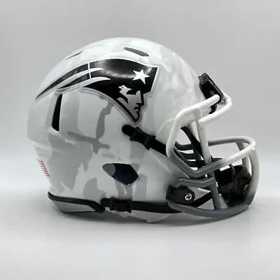 $140 • Buy New England Patriots CUSTOM Arctic White Camo Hydro-Dipped Mini Football Helmet