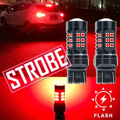 2X Red Strobe/Flashing Blinking LED Lamp Brake Tail Light For Honda Civic Accord • $12.49