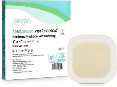 MedVance Hydrocolloid Bordered Adhesive Wound Dressing 4 X4  Box Of 5 • $9