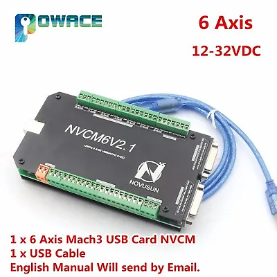 6 Axis 125KHz USB Mach3 CNC Motion Controller Card Breakout Board NVCM6V2.1 • $55