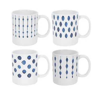 Set Of 4 Scandinavia Blue Mugs 11oz Perfect For Coffee & Tea AB Stoneware  • £11.99