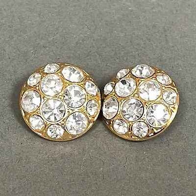 $9.99 • Buy Gold-tone Clear Rhinestone Round Shank Buttons Lot Of 2