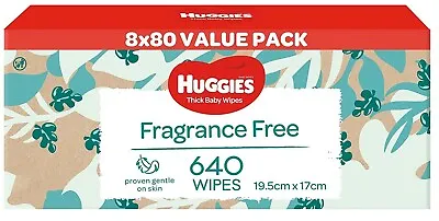 $25.65 • Buy HUGGIES Thick Baby Wipes Fragrance Free (Pack Of 640)