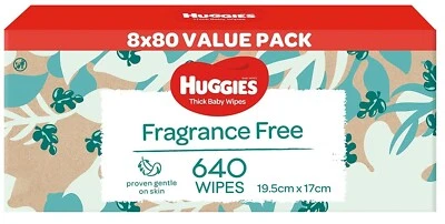 $25.65 • Buy HUGGIES Thick Baby Wipes Fragrance Free (Pack Of 640)