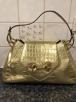 Tanner Krolle Gold Crocodile Embossed Leather Hand Bag • £150