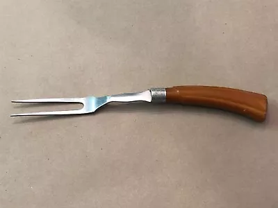 Vintage Stainless Steel Butterscotch Bakelite Handle Serving Meat Carving Fork • $4.99