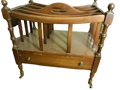 Genuine Mahogany Canterbury Magazine Rack W/Drawer Columbia • $89.99