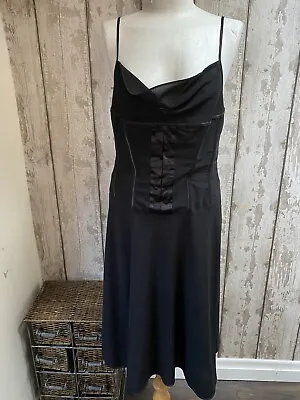 £34.99 • Buy Vintage TopShop Black Corset Bodice Boned Cami Slip Corsage Cocktail Dress 14