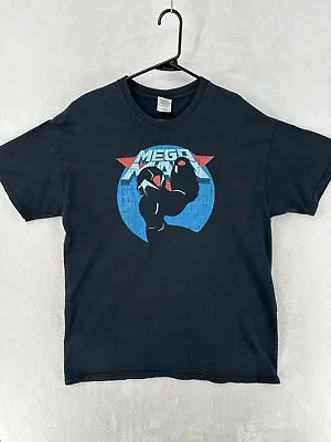 Megaman Shirt Mens Large Black Spell Out Big Graphic Retro 2006-2008 Rare Gilden • $9.50