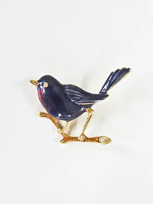 Museum Reproductions Gold Tone Enamel Blue Bird Brooch - Excellent • $15