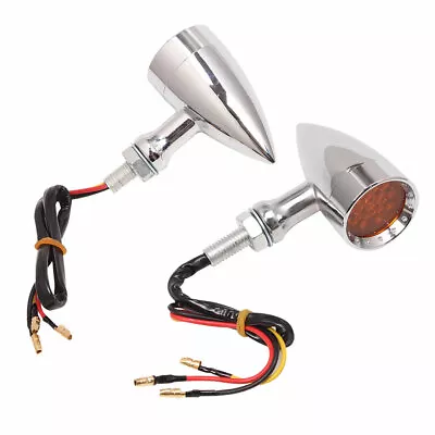 Chrome Motorcycle Bullet LED Turn Signal Brake Tail Red Light For Harley Chopper • $23.99