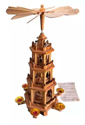 Vintage Weihnachts Pyramide 4 Tier Rotating Nativity Germany Boxed #7961 • $85