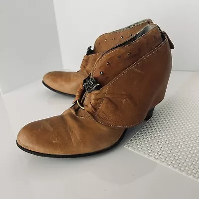 Siren By Mark Nason Womens Sz 6.5 Leather Ankle Boots Booties Rose Buckle • $46.79