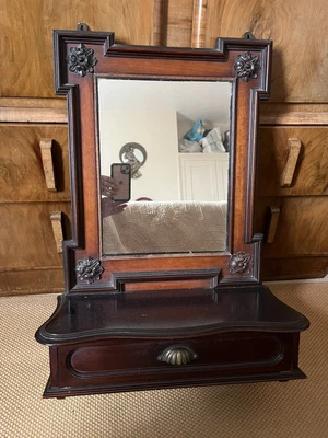 £39.99 • Buy Small Wall Mounted Mirror Draw Hall  Edwardian/Victorian Traditional Antique.