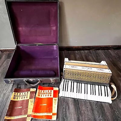 Vintage M Hohner Lakeside Accordion Germany White Floral 41 Treble 120 Bass Keys • $249.99