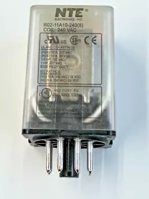 NTE Electronics R02-11A10-240 Relay 10 Amp DPDT 240VAC 8-Pin Octal • $15.99