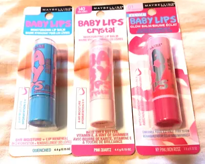 Maybelline Baby Lips Moisturizing Glow Balm Lot Quenched My Pink Mon Rose Quartz • $20.49