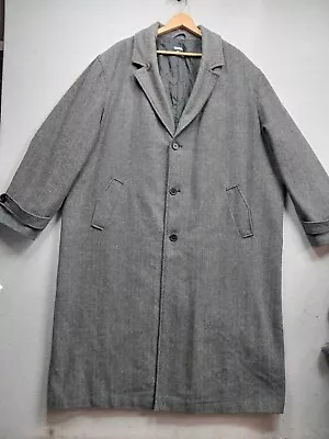 King Size Wool Blend Peacoat Men 3XL Big Gray Lined Quilted Lining Button Jacket • $31.99