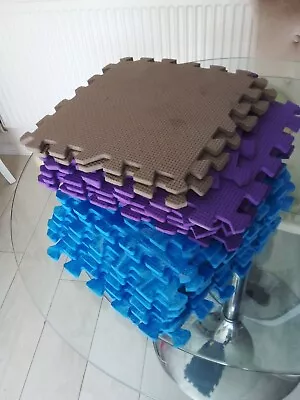 Soft Foam Interlocking  Floor Tiles 30x30cm Purple Blue Ocean Eff And Beige • £10