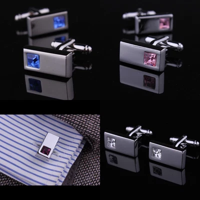 £6.99 • Buy Stainless Steel Silver Mens Diamante Jewelry Wedding Business Shirt Cufflinks