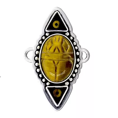 Tabra Jewelry 925 Sterling Silver Tiger Eye Onyx Connector Charm From Esme • $264